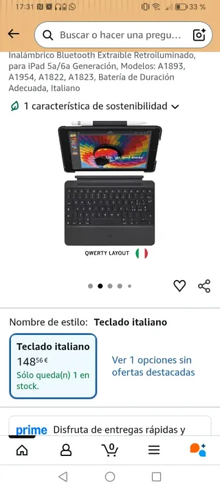 Funda Teclado Logitech Slim Combo iPad 5a / 6a