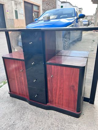 Mueble de entrada madera y cristal