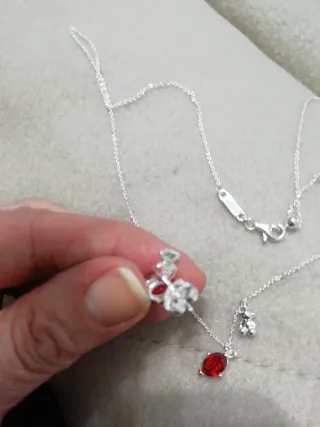 Conjunto Tous Plata 925 Oso y Corazón Rojo