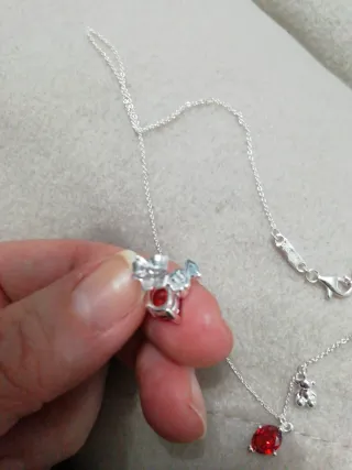 Conjunto Tous Plata 925 Oso y Corazón Rojo