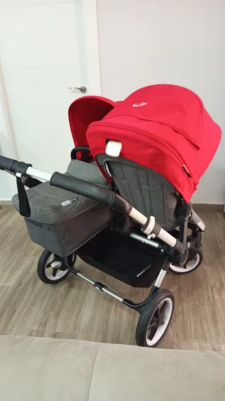 Carro Gemelar Bugaboo Rojo y gris melange