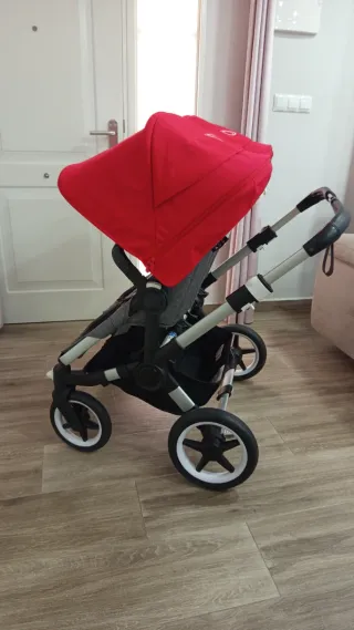 Carro Gemelar Bugaboo Rojo y gris melange