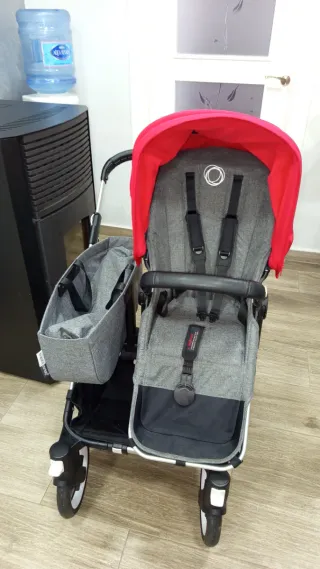 Carro Gemelar Bugaboo Rojo y gris melange