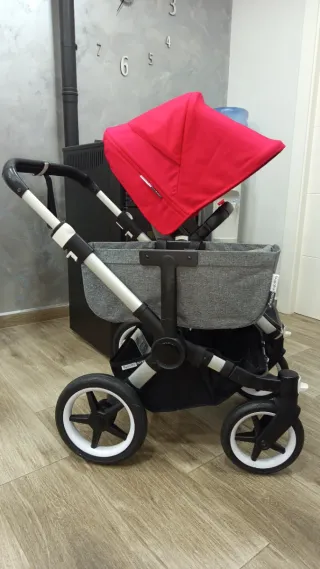 Carro Gemelar Bugaboo Rojo y gris melange