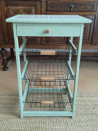 Mesa auxiliar cocina madera y metal