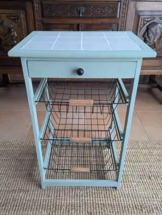 Mesa auxiliar cocina madera y metal