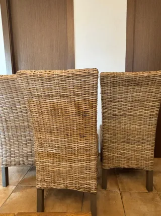 6 Sillas de comedor de ratán estilo colonial