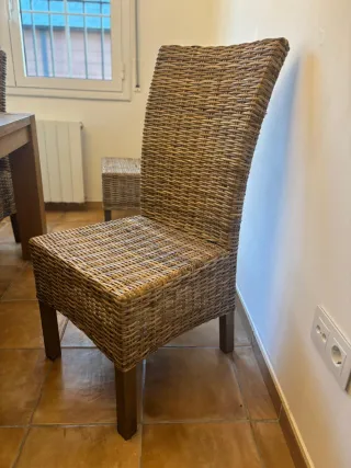 6 Sillas de comedor de ratán estilo colonial