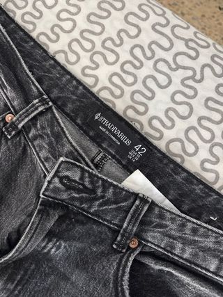 Tejanos Stradivarius negros rectos Talla XL