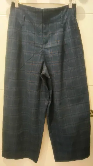 Pantalón cuadros azul tipo balón
