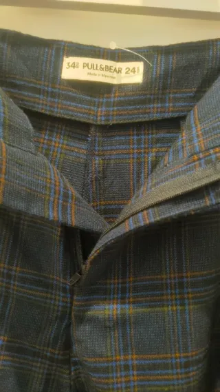 Pantalón cuadros azul tipo balón