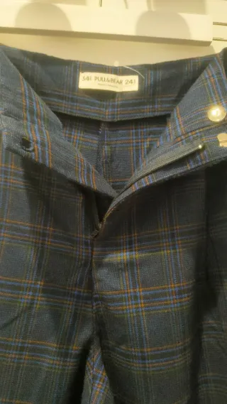 Pantalón cuadros azul tipo balón