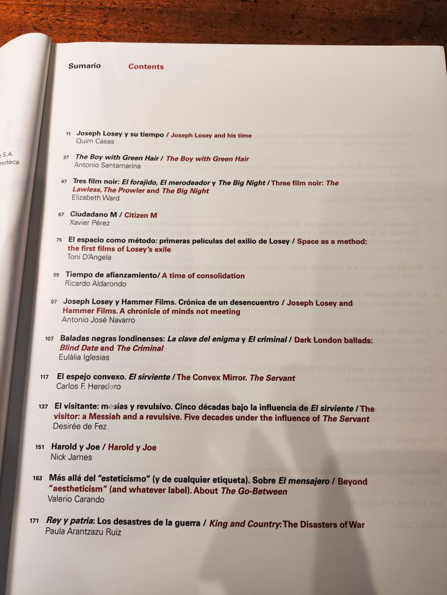 JOSEPH LOSEY. FILMOTECA ESPAÑOLA