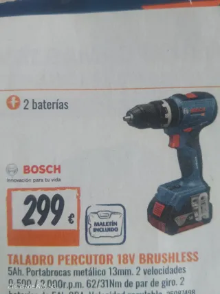 Taladro Bosch 18V con 2 baterías y cargador