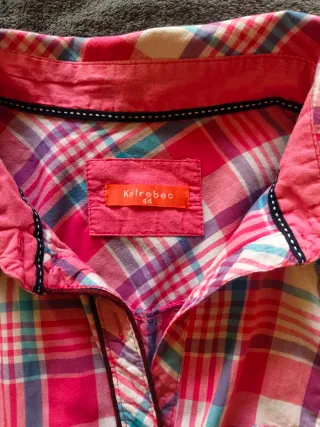 Camisa 100% algodón a cuadros rosa talla 44