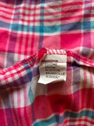 Camisa 100% algodón a cuadros rosa talla 44