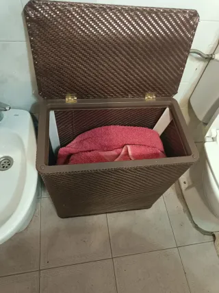 Baúl ratan marrón con tapa