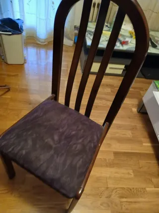 6 Sillas Comedor Madera Tapiz Morado