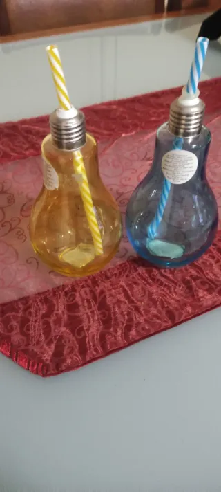 2 Vasos Bombilla Vidrio con Pajita