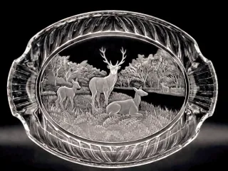 Bandeja Cristal Bohemia Escena Cinegética