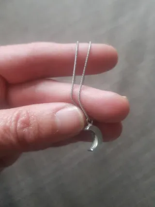 Cadena y colgante de plata forma luna