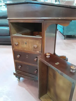 Escritorio Davenport madera y piel