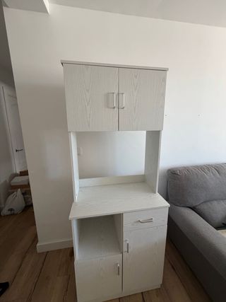 Mueble auxiliar cocina blanco y madera