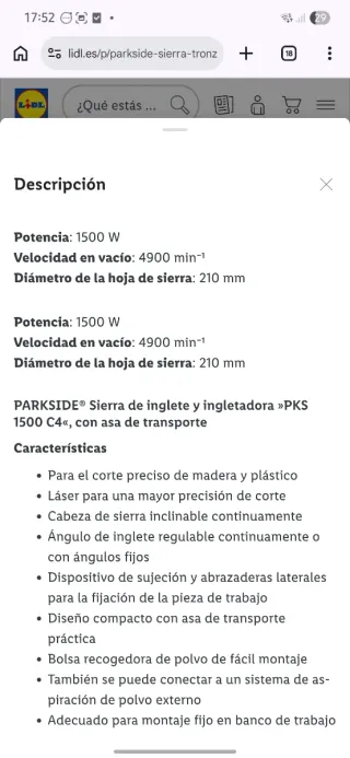 PARKSIDE Sierra ingletadora 1500 W