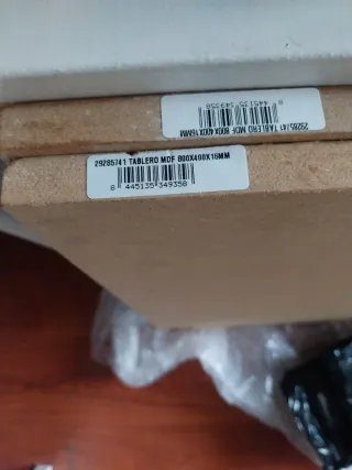 2 Tableros MDF 80x40x1,6 cm Nuevos