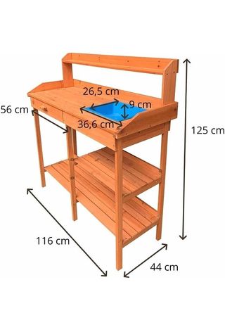 Tavolo da Giardinaggio Gardiun Kalvin 44x116x125 cm