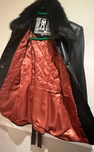 Chaqueta cuero pelo Manolo Cremallera Talla L
