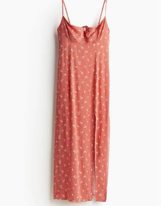 Vestido midi coral H&M floral