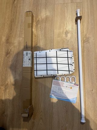 Barra ducha y cortina azul y blanco 180*200cms