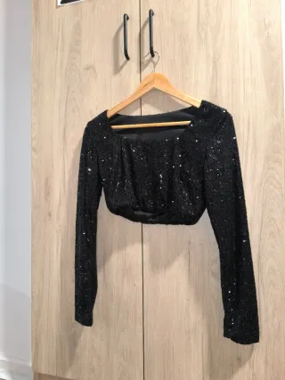 Top lentejuelas fiesta negro