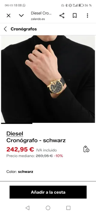 Reloj Diesel DZ4344 Negro/Dorado