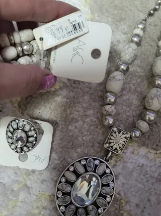 Conjunto Joyas Collar Pulsera Anillo Plata