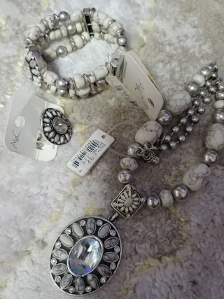 Conjunto Joyas Collar Pulsera Anillo Plata