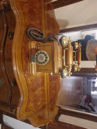 Teléfono antiguo CLASIC madera y latón