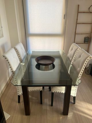 Conjunto de Sillas de comedor de piel blancas
