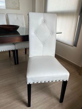 Conjunto de Sillas de comedor de piel blancas