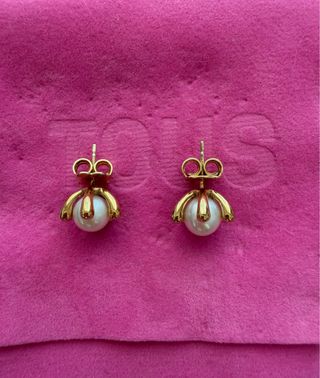 Pendientes Tous Perla Baño Oro 18kt