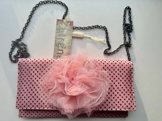 Bolso de mano rosa lunares