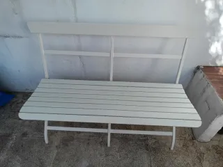 Banco de jardín blanco madera y metal