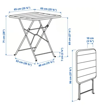 1 Mesa y 2 Sillas Exterior Plegables