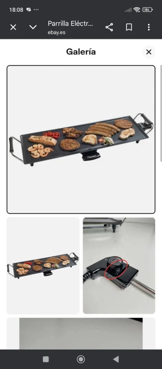 Parrilla Eléctrica Negra para 8 Personas