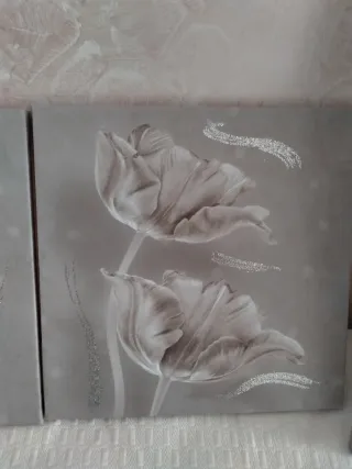 Set 4 Quadri Fiori Floreali Glitter