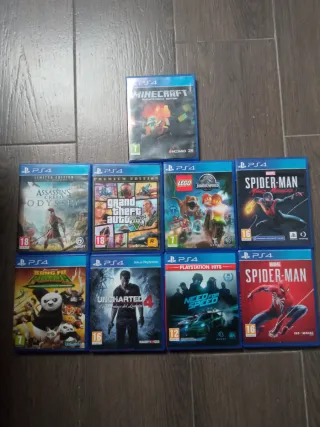 Lote 7 Juegos PS4: Minecraft, Spider-Man, Uncharte