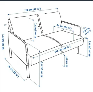 Sofá 2 plazas gris tela