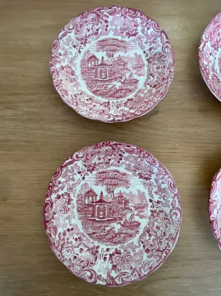 6 Platos La Cartuja Diseño Rojo