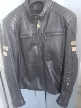 CHAQUETA MOTO CUERO LEM LEGEND (Marrón oscuro)